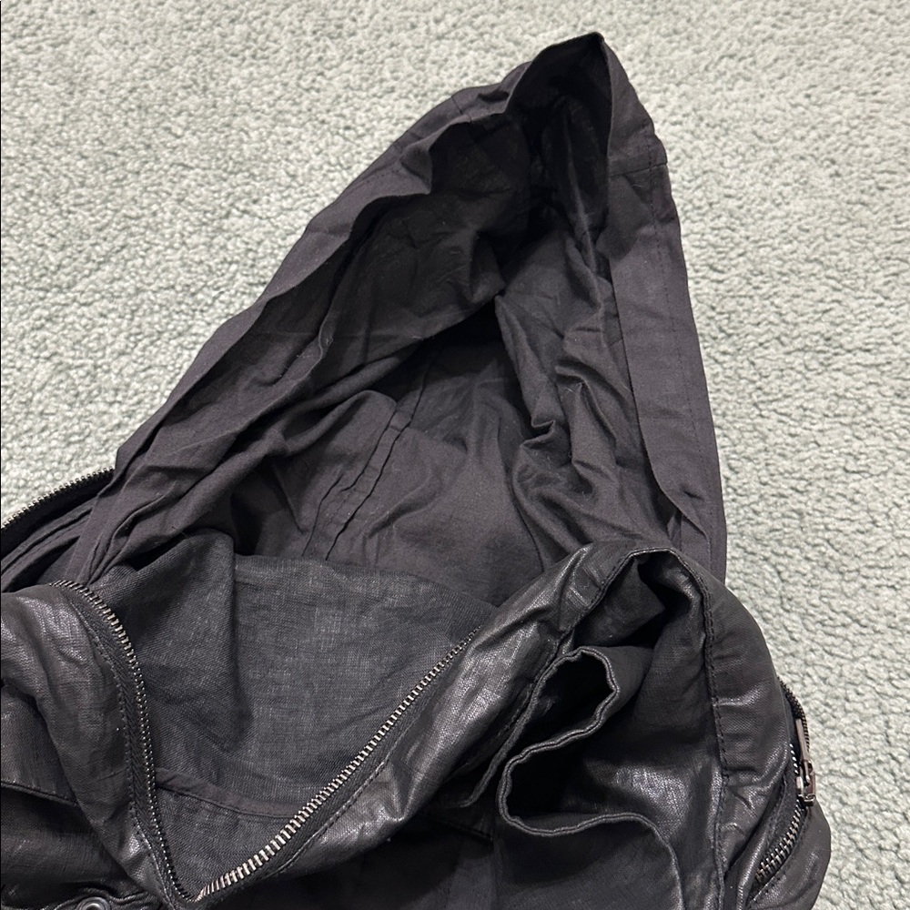 John Varvatos Collection Black Coated Linen Jacket w/ stow hood men’s 56 - Picture 7 of 13